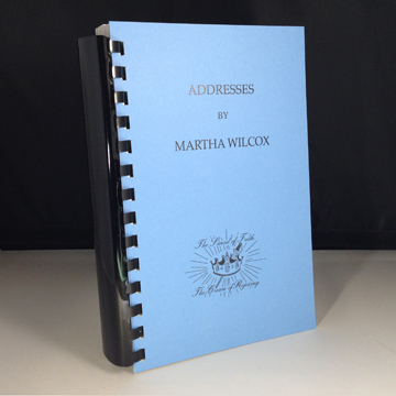 Association Addresses by Martha Wilcox, International